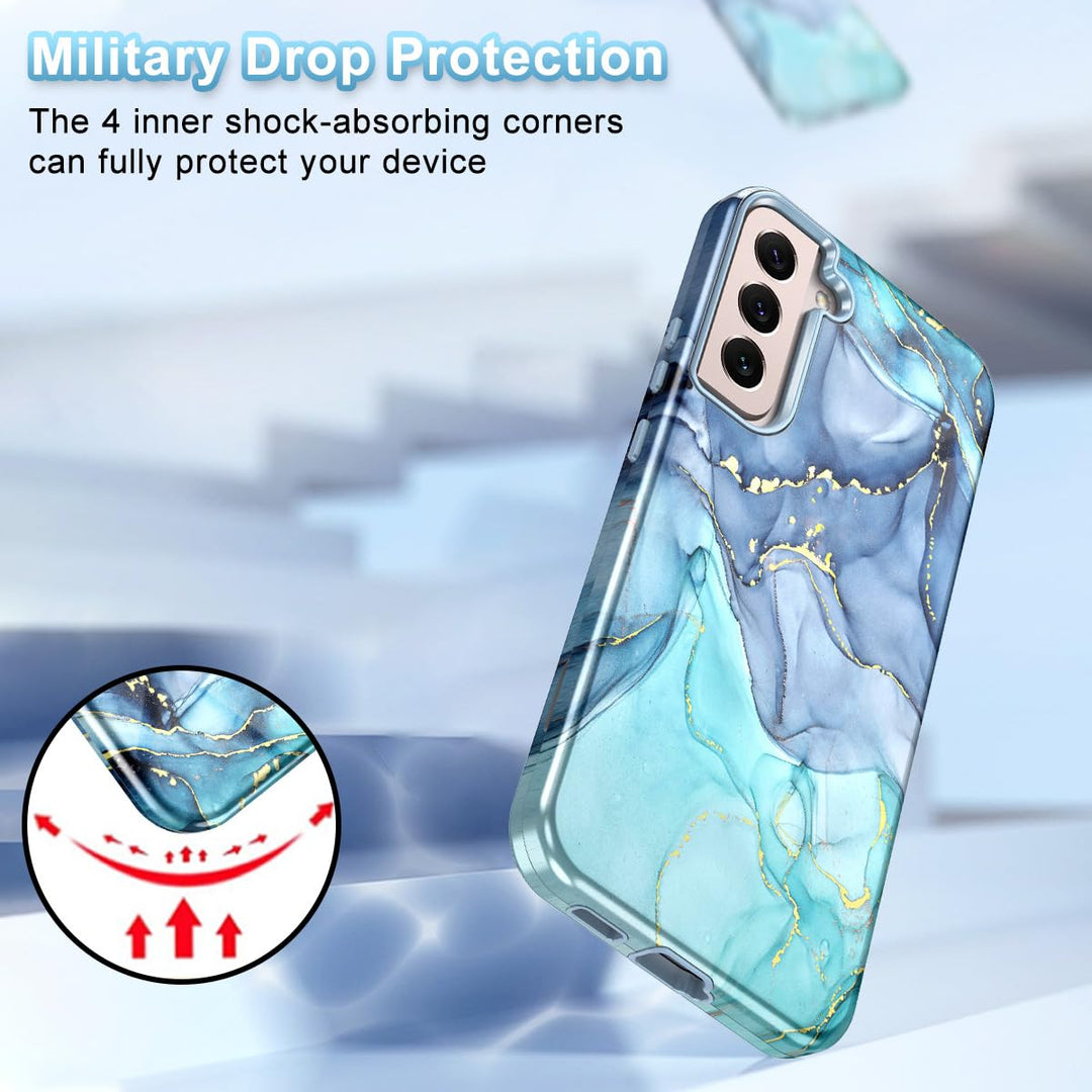 RoseGold Marble Galaxy S22 5G Heavy-Duty Case - DOKUTRONIX