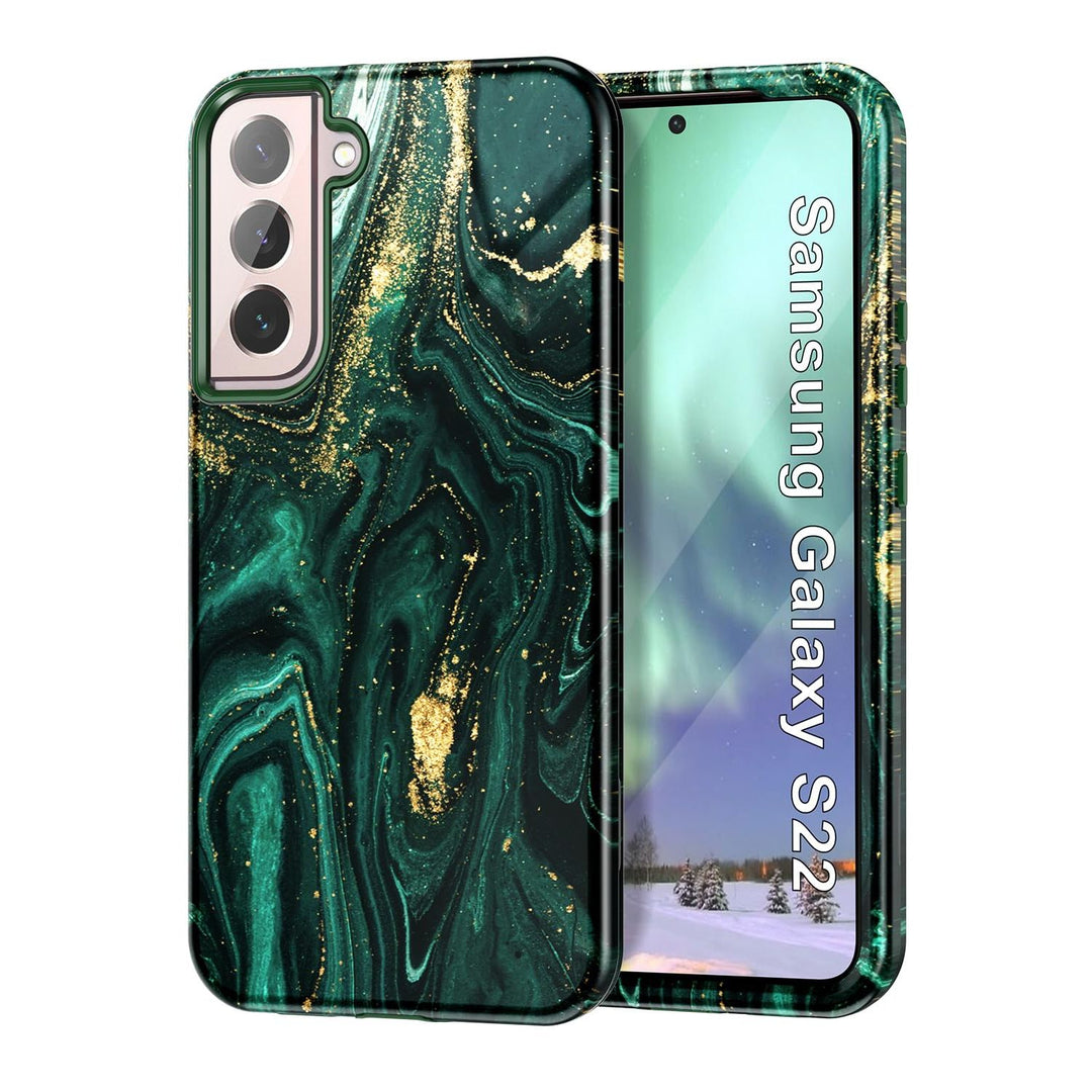 RoseGold Marble Galaxy S22 5G Heavy-Duty Case - DOKUTRONIX