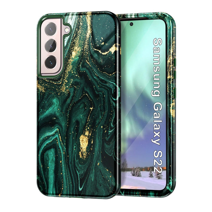RoseGold Marble Galaxy S22 5G Heavy-Duty Case - DOKUTRONIX