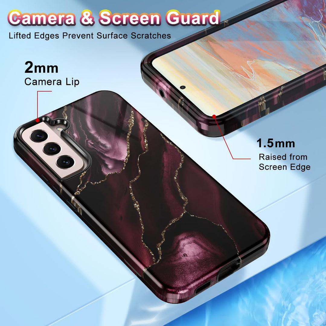RoseGold Marble Galaxy S22 5G Heavy-Duty Case - DOKUTRONIX