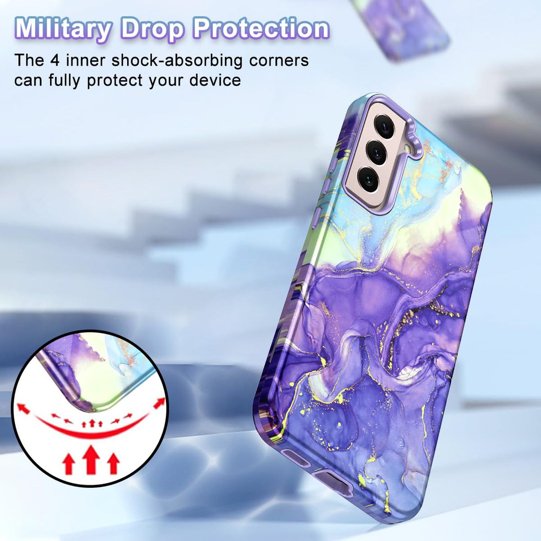 RoseGold Marble Galaxy S22 5G Heavy-Duty Case - DOKUTRONIX