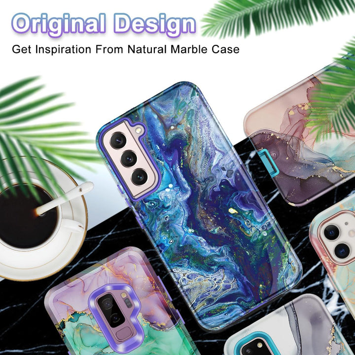 RoseGold Marble Galaxy S22 5G Heavy-Duty Case - DOKUTRONIX