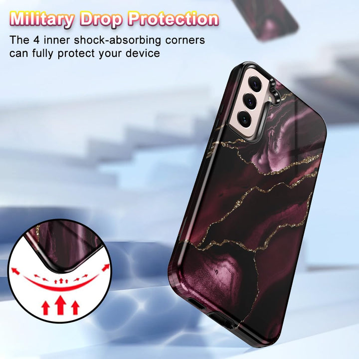 RoseGold Marble Galaxy S22 5G Heavy-Duty Case - DOKUTRONIX