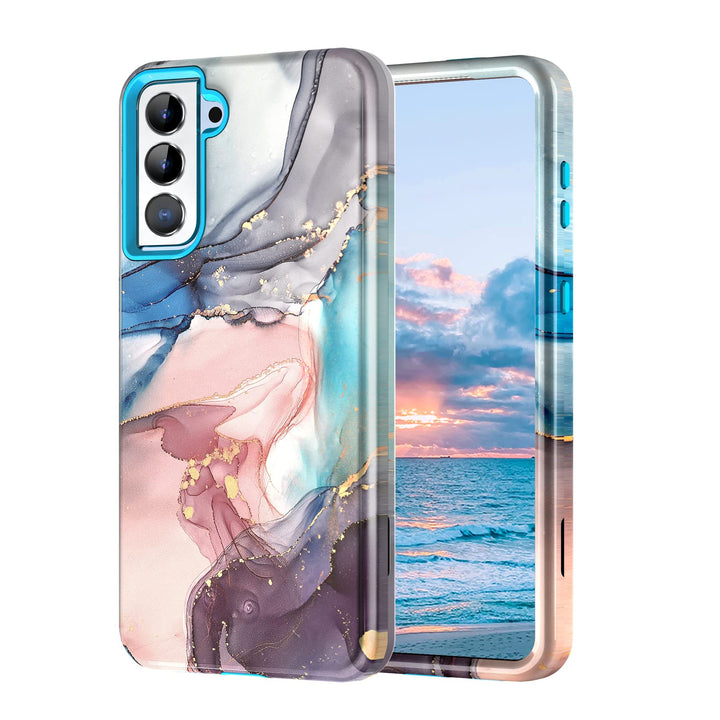 RoseGold Marble Galaxy S22 5G Heavy-Duty Case - DOKUTRONIX