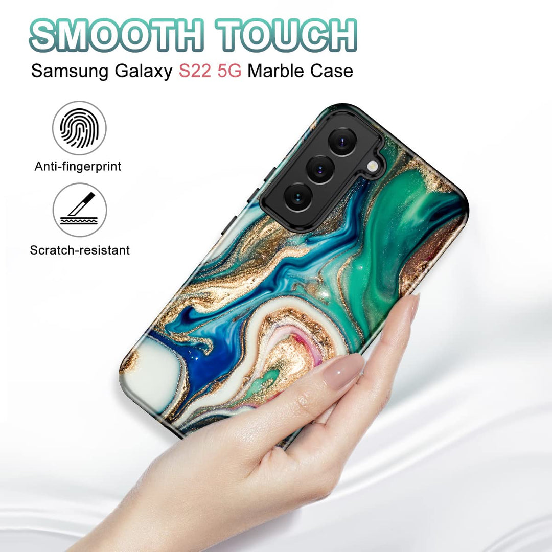 RoseGold Marble Galaxy S22 5G Heavy-Duty Case - DOKUTRONIX