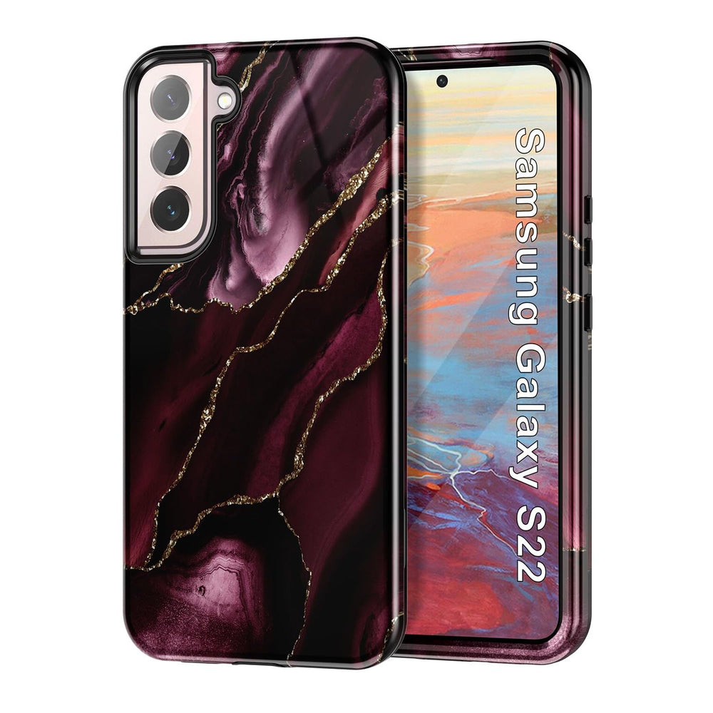 RoseGold Marble Galaxy S22 5G Heavy-Duty Case - DOKUTRONIX