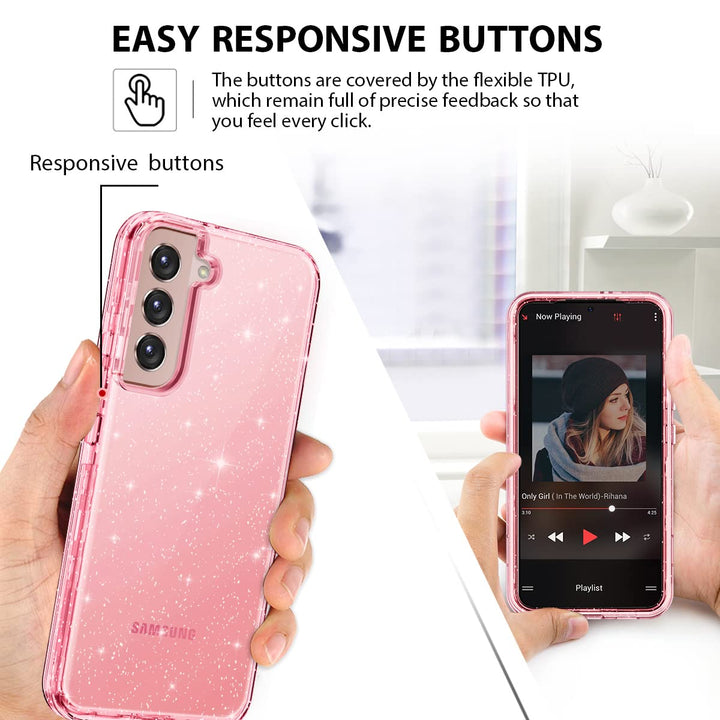RoseGold Marble Galaxy S22 5G Heavy-Duty Case - DOKUTRONIX