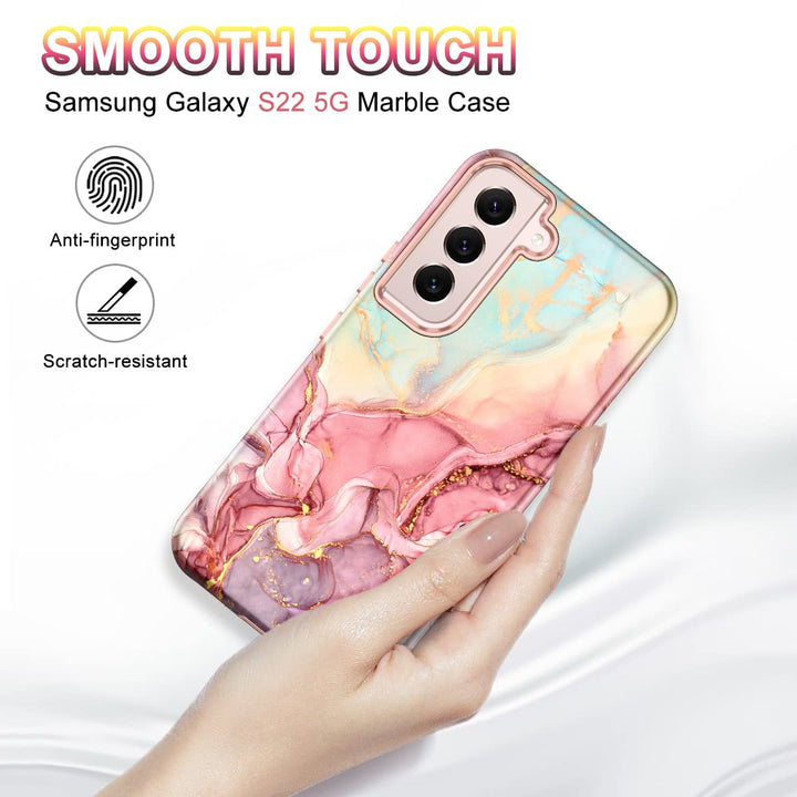 RoseGold Marble Galaxy S22 5G Heavy-Duty Case - DOKUTRONIX