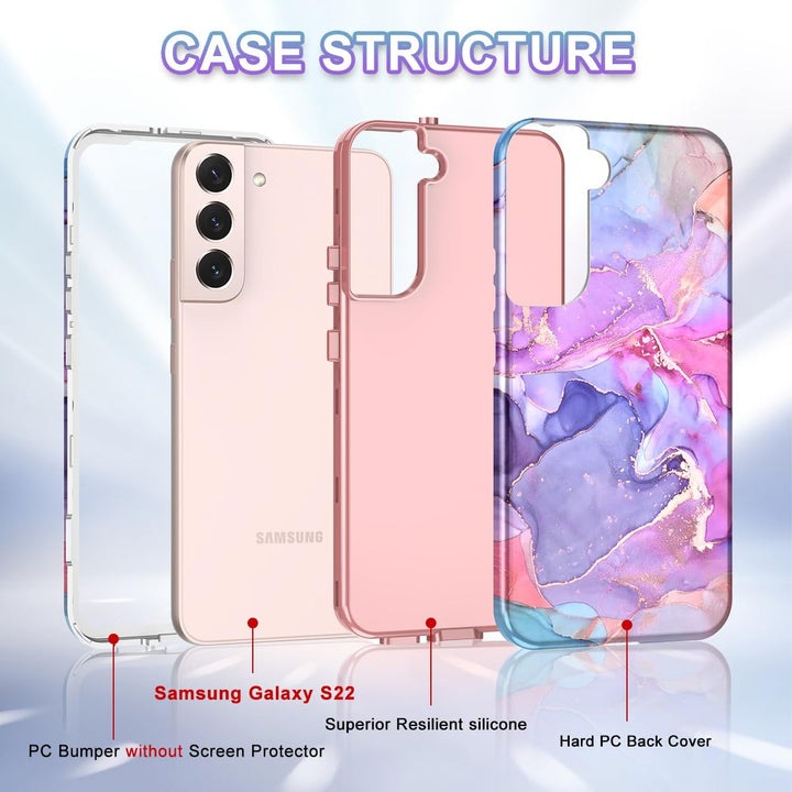 RoseGold Marble Galaxy S22 5G Heavy-Duty Case - DOKUTRONIX