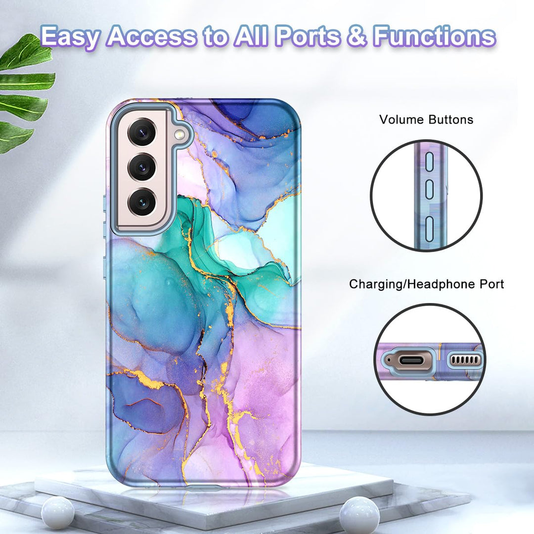 RoseGold Marble Galaxy S22 5G Heavy-Duty Case - DOKUTRONIX