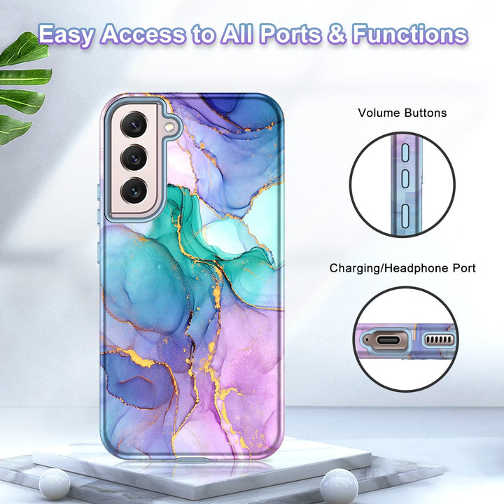 RoseGold Marble Galaxy S22 5G Heavy-Duty Case - DOKUTRONIX