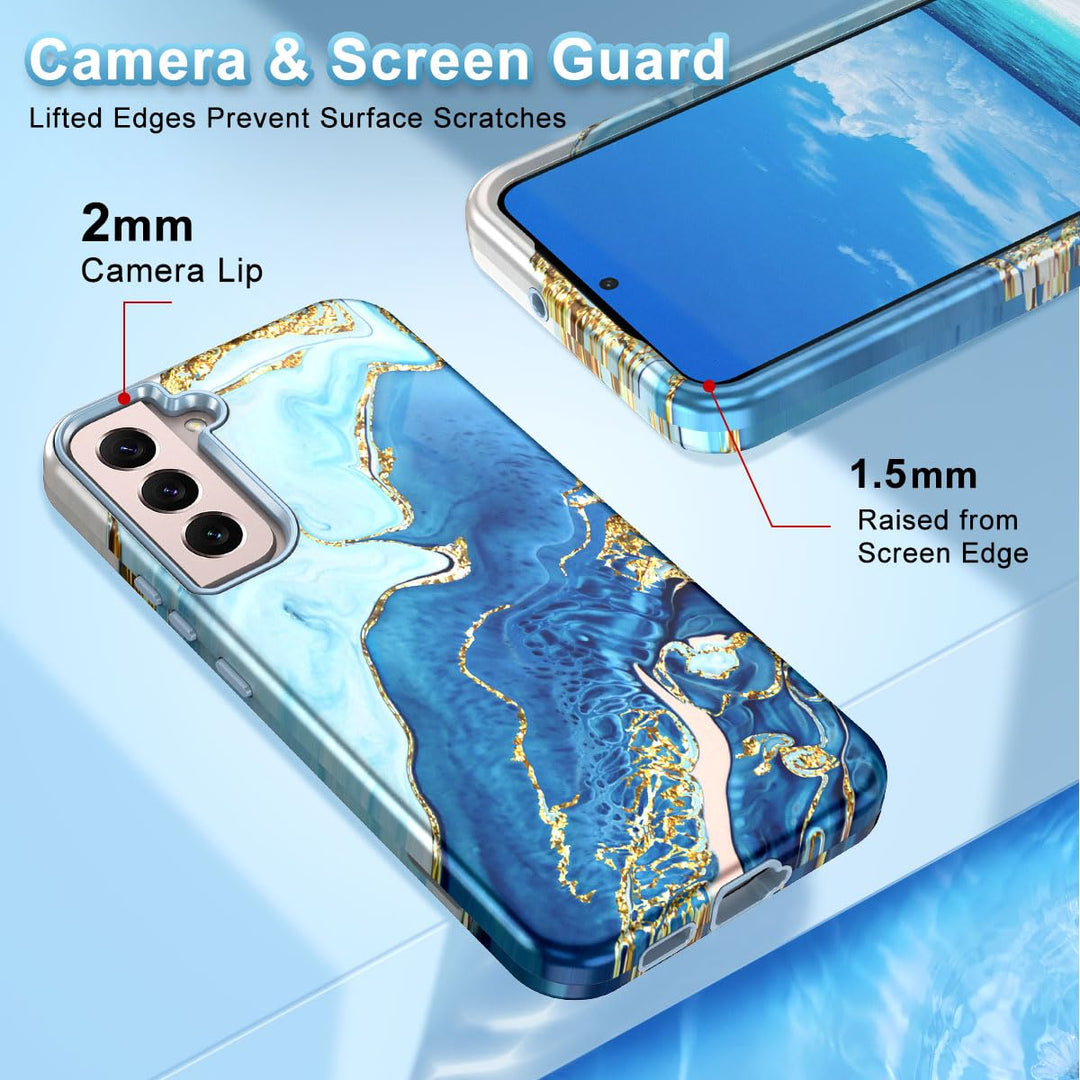 RoseGold Marble Galaxy S22 5G Heavy-Duty Case - DOKUTRONIX