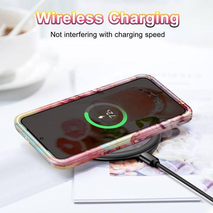 RoseGold Marble Galaxy S22 5G Heavy-Duty Case - DOKUTRONIX