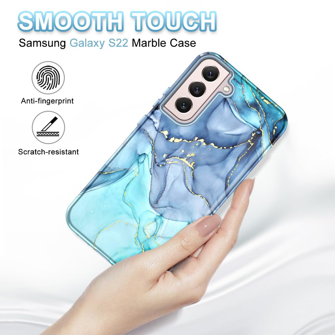RoseGold Marble Galaxy S22 5G Heavy-Duty Case - DOKUTRONIX
