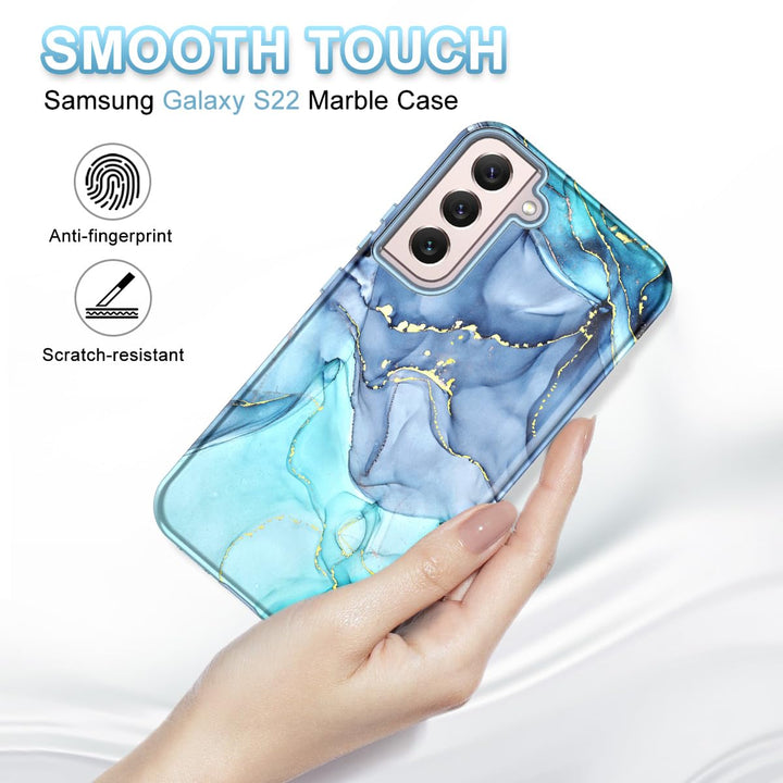 RoseGold Marble Galaxy S22 5G Heavy-Duty Case - DOKUTRONIX