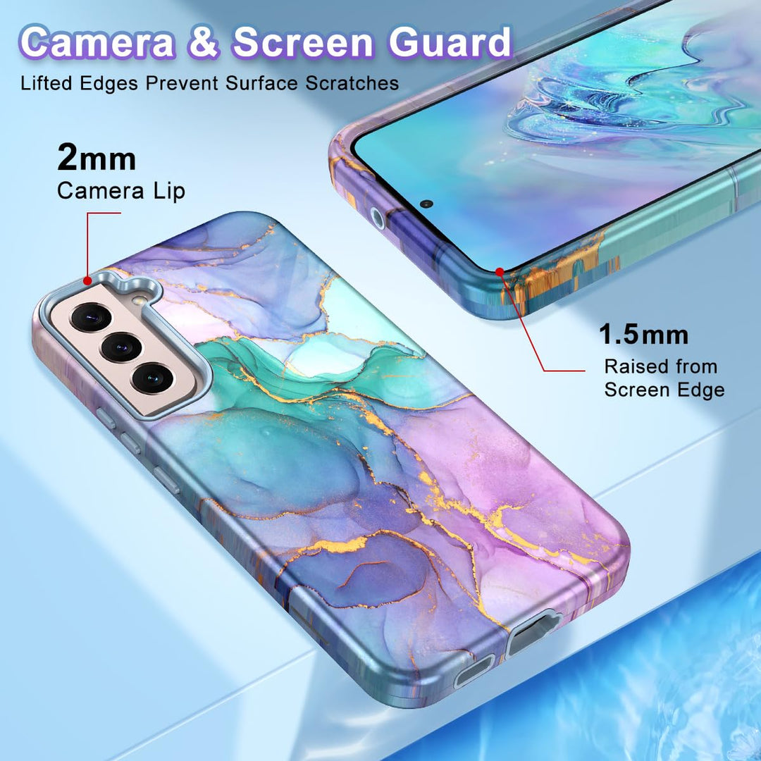 RoseGold Marble Galaxy S22 5G Heavy-Duty Case - DOKUTRONIX