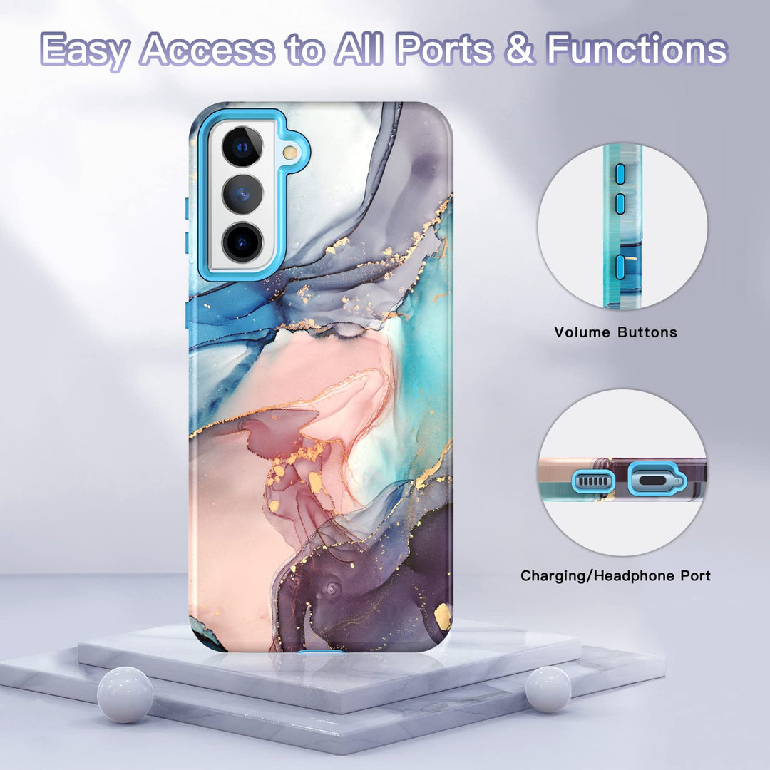 RoseGold Marble Galaxy S22 5G Heavy-Duty Case - DOKUTRONIX
