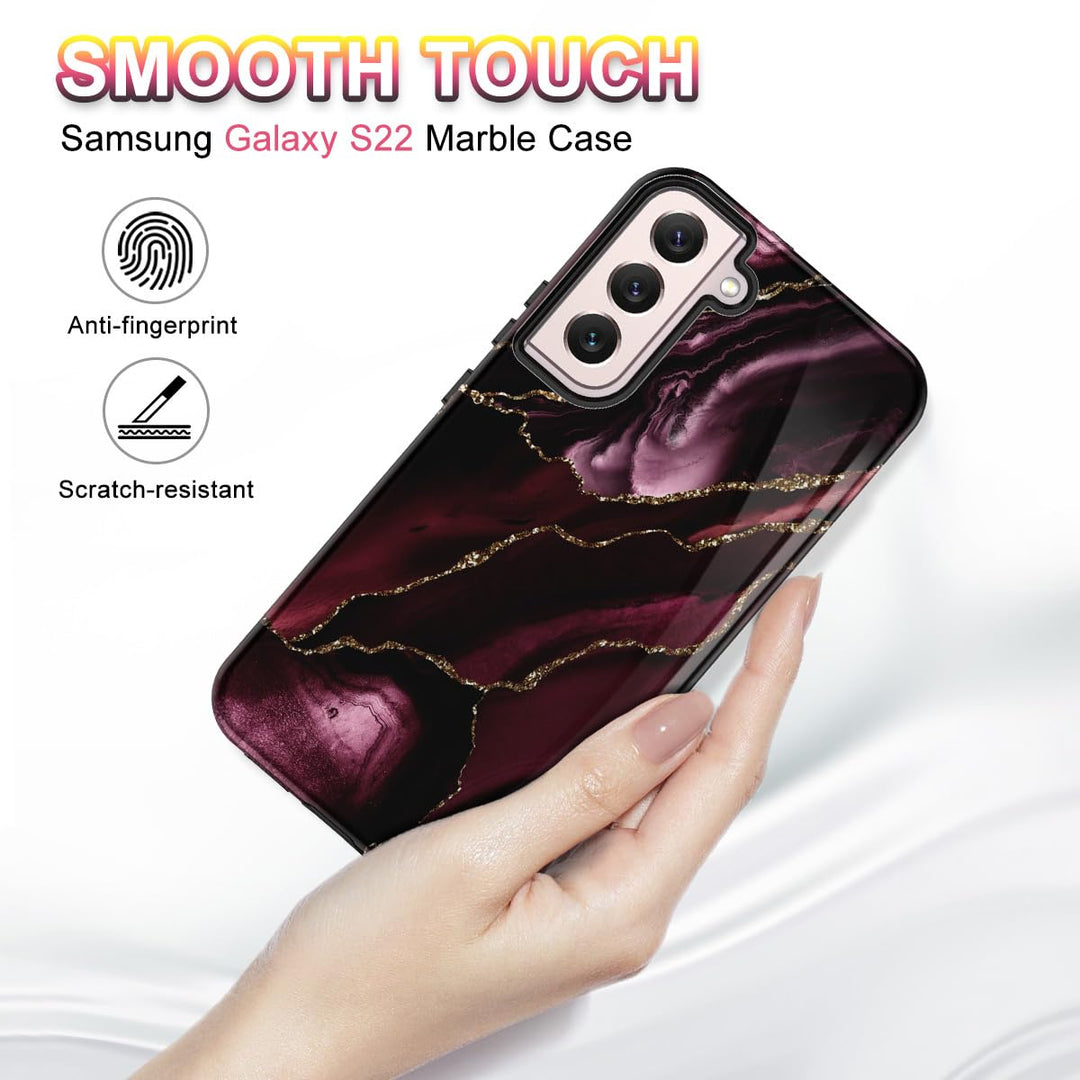 RoseGold Marble Galaxy S22 5G Heavy-Duty Case - DOKUTRONIX