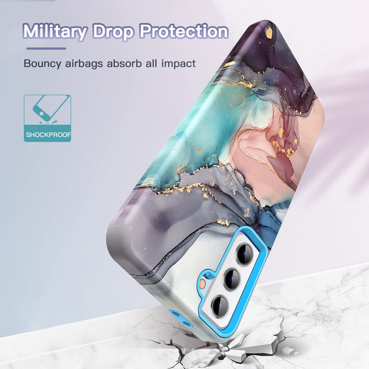 RoseGold Marble Galaxy S22 5G Heavy-Duty Case - DOKUTRONIX