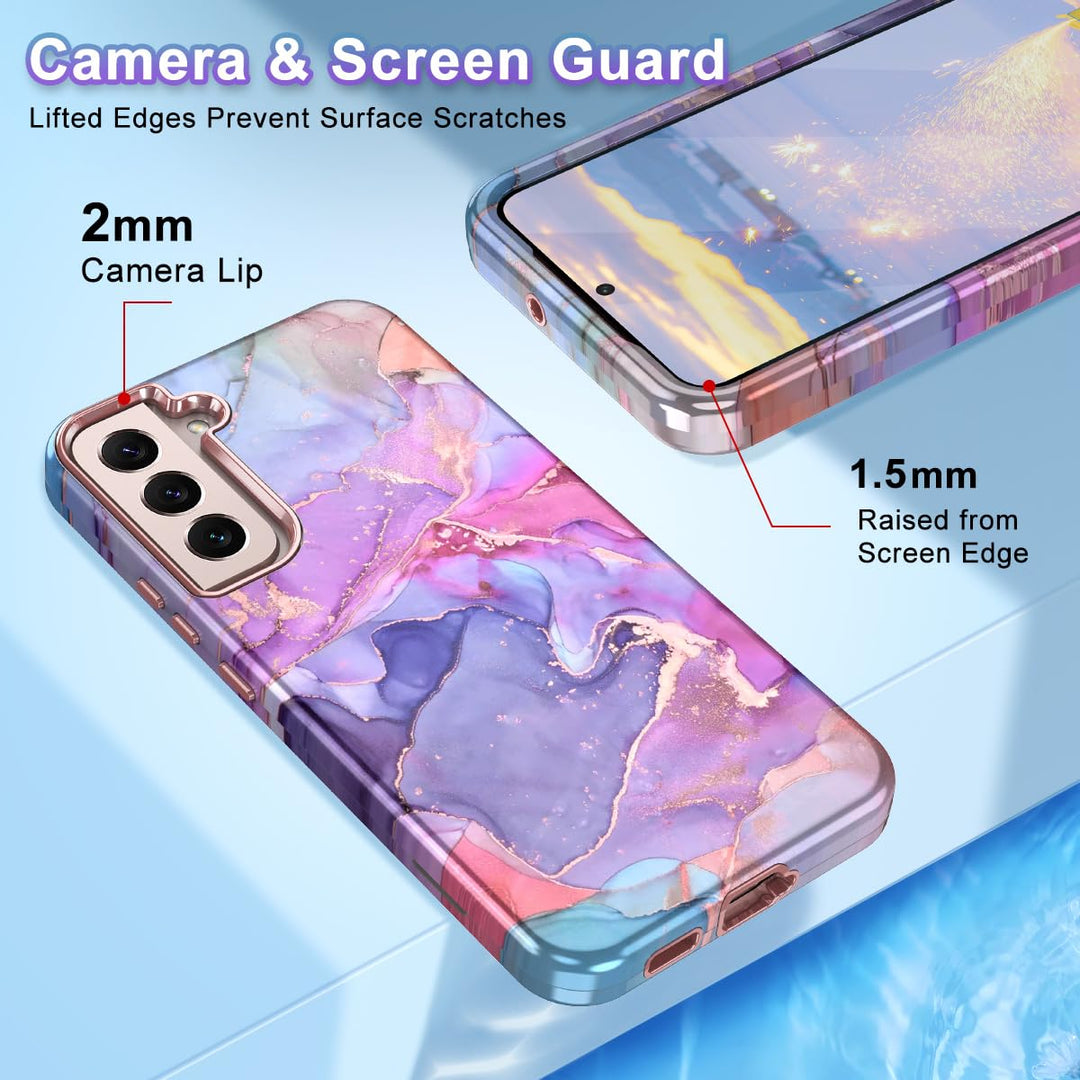 RoseGold Marble Galaxy S22 5G Heavy-Duty Case - DOKUTRONIX