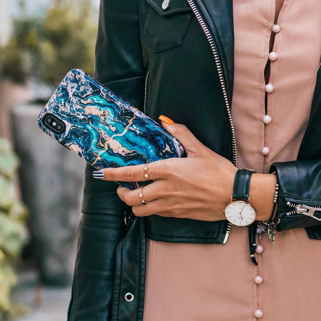 Turquoise Marble Hybrid Phone Case - DOKUTRONIX