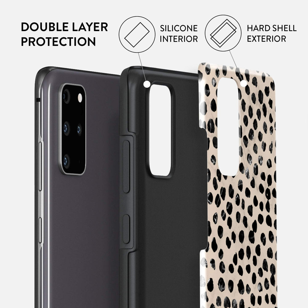 Galaxy S20 Plus Hybrid Case - Polka Dots Latte - DOKUTRONIX