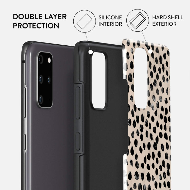 Galaxy S20 Plus Hybrid Case - Polka Dots Latte - DOKUTRONIX