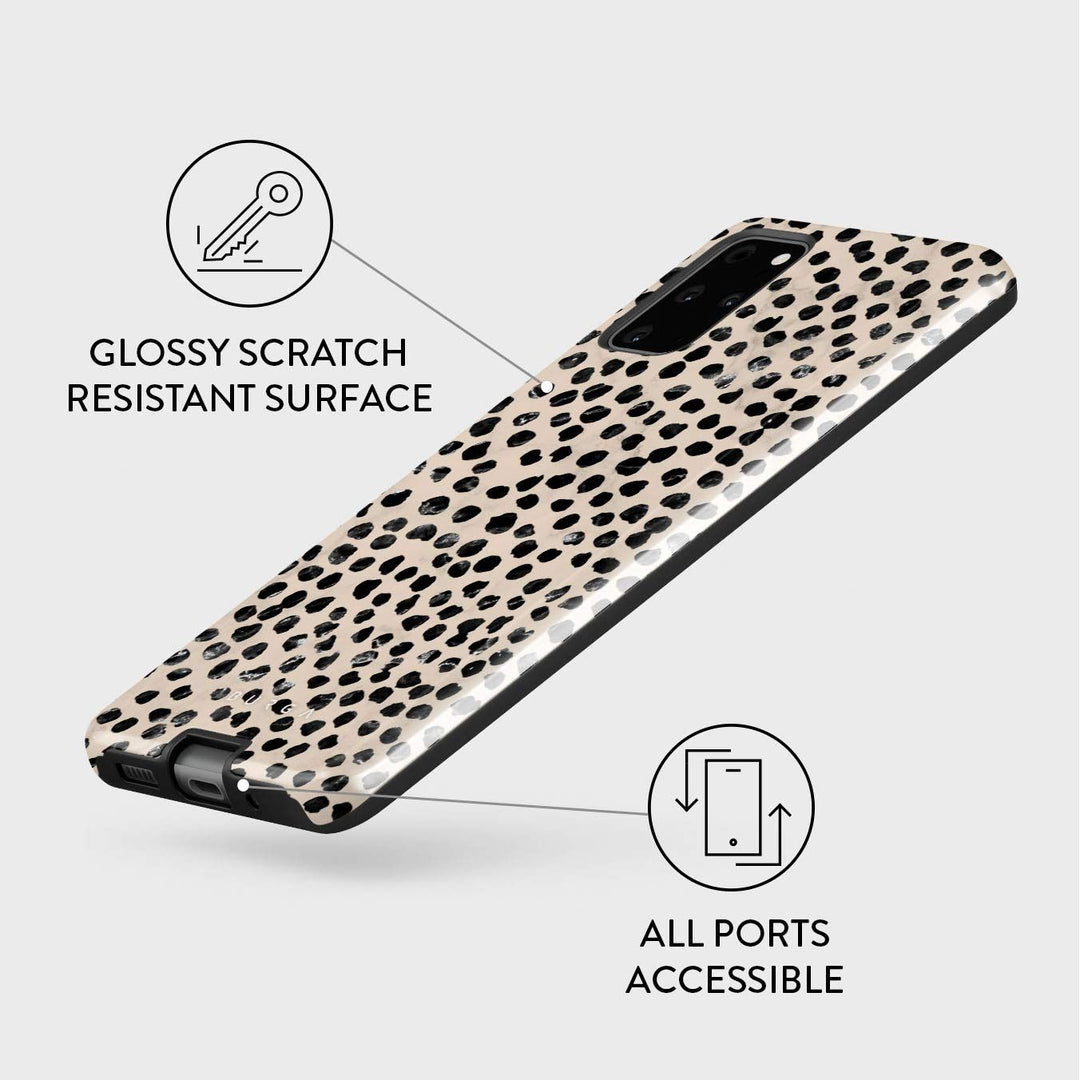 Galaxy S20 Plus Hybrid Case - Polka Dots Latte - DOKUTRONIX