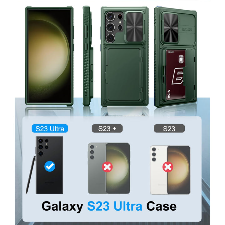 BXYJY Shield Wallet Case for Galaxy S23 Ultra Green - DOKUTRONIX