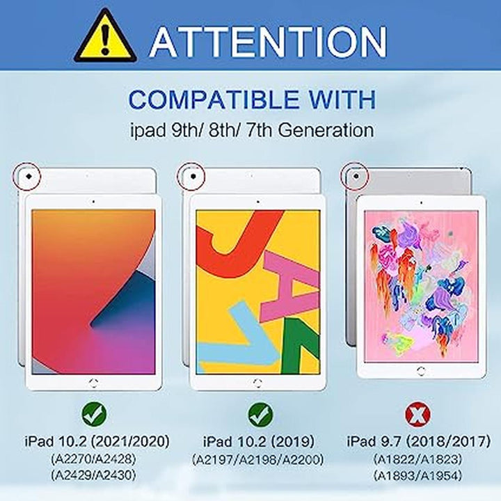 Shockproof Stand Case for iPad 9/8/7 - Black+Blue - DOKUTRONIX