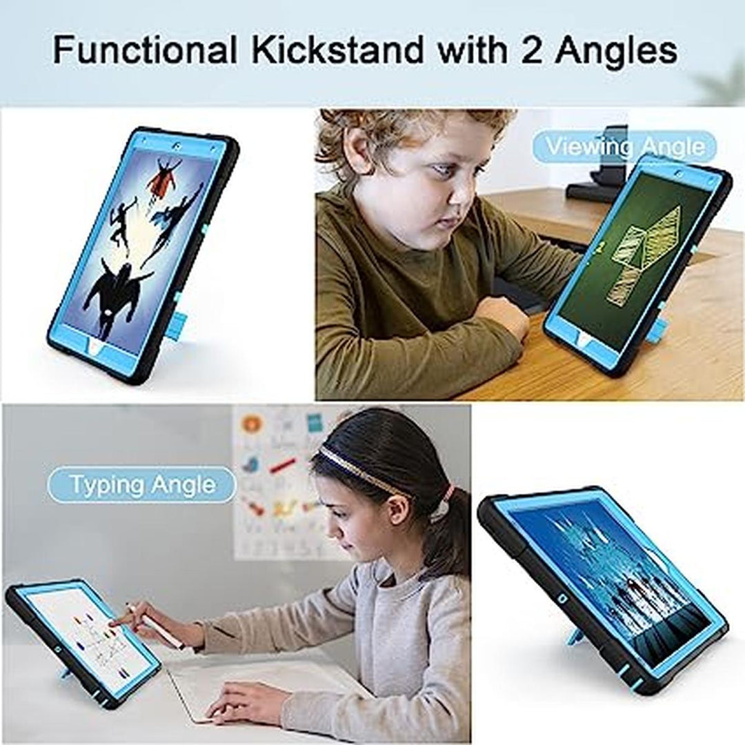 Shockproof Stand Case for iPad 9/8/7 - Black+Blue - DOKUTRONIX