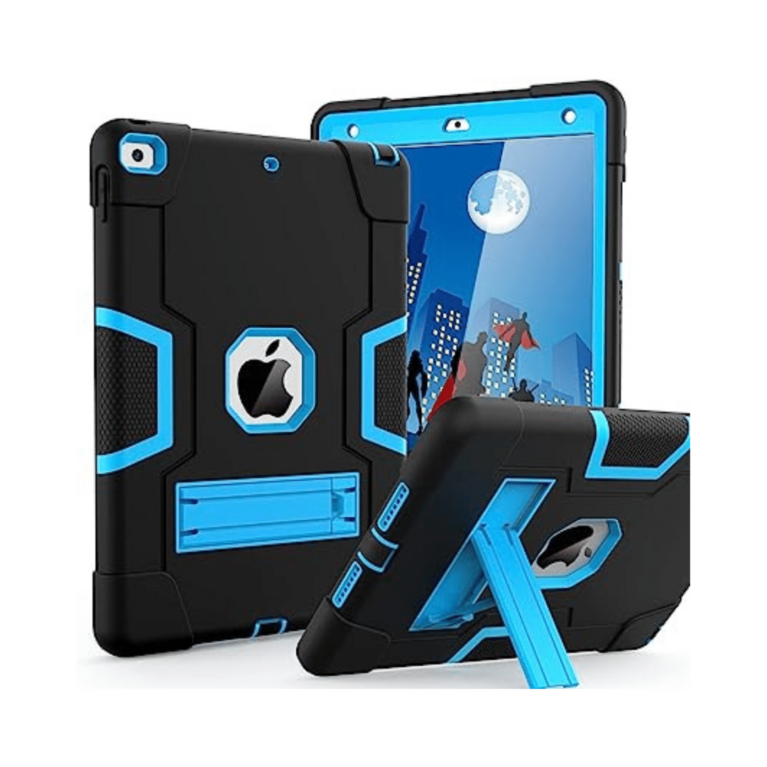 Shockproof Stand Case for iPad 9/8/7 - Black+Blue - DOKUTRONIX