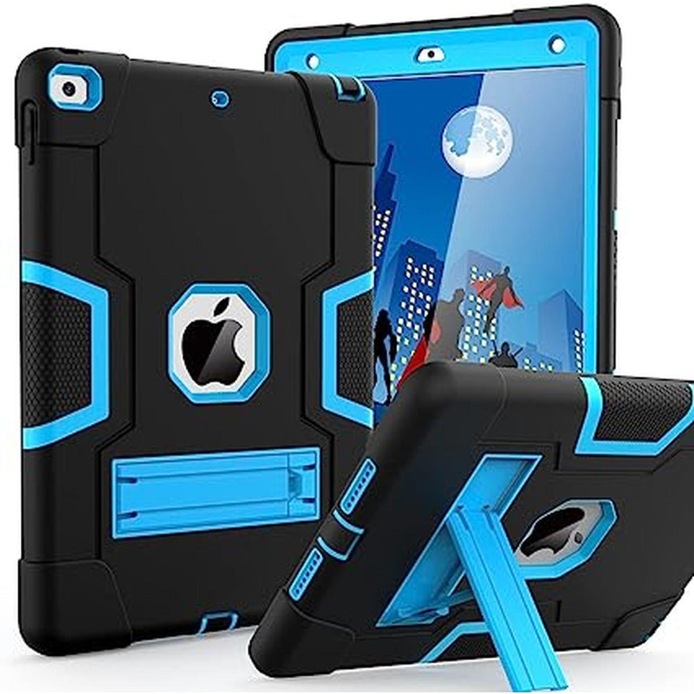 Shockproof Stand Case for iPad 9/8/7 - Black+Blue - DOKUTRONIX