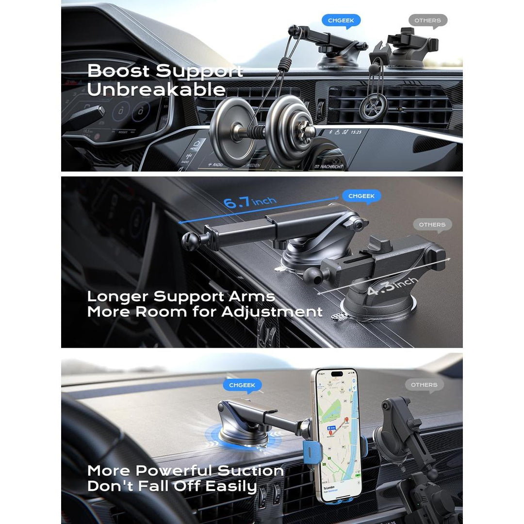 CHGeek Blue 15W Qi Fast Wireless Car Charger Mount - DOKUTRONIX