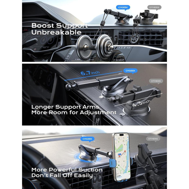 CHGeek Blue 15W Qi Fast Wireless Car Charger Mount - DOKUTRONIX