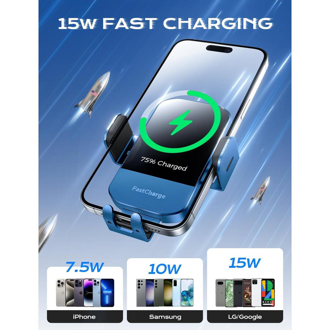 CHGeek Blue 15W Qi Fast Wireless Car Charger Mount - DOKUTRONIX