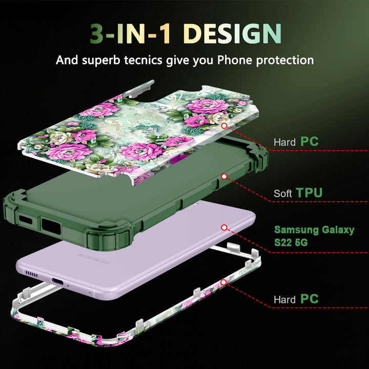 Galaxy S22 5G Floral Shockproof Case - DOKUTRONIX