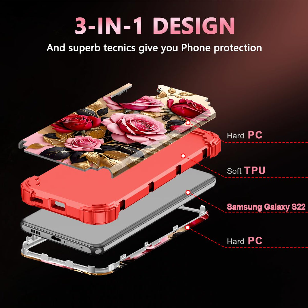 Galaxy S22 5G Floral Shockproof Case - DOKUTRONIX