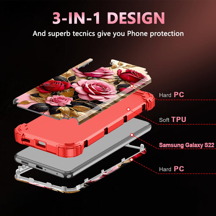 Galaxy S22 5G Floral Shockproof Case - DOKUTRONIX