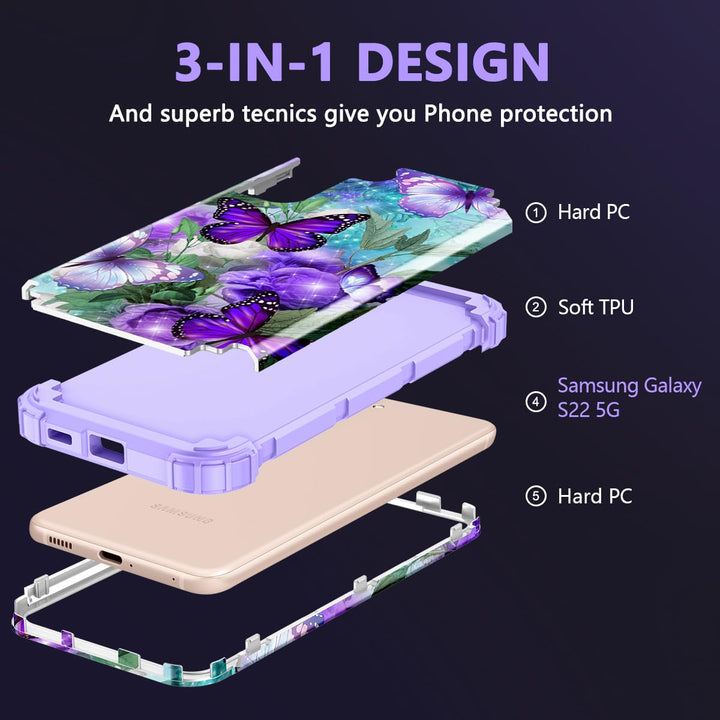 Galaxy S22 5G Floral Shockproof Case - DOKUTRONIX
