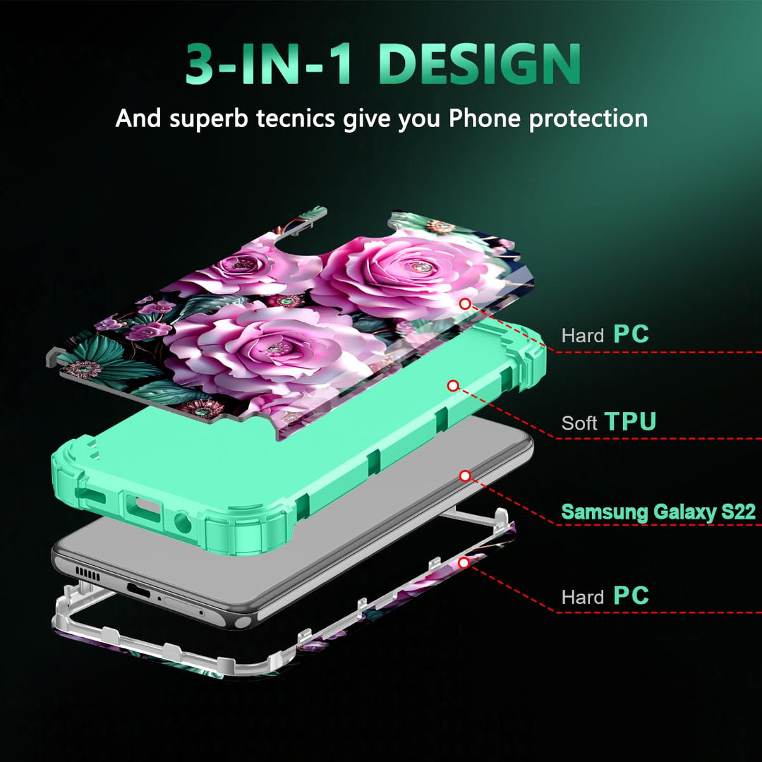 Galaxy S22 5G Floral Shockproof Case - DOKUTRONIX