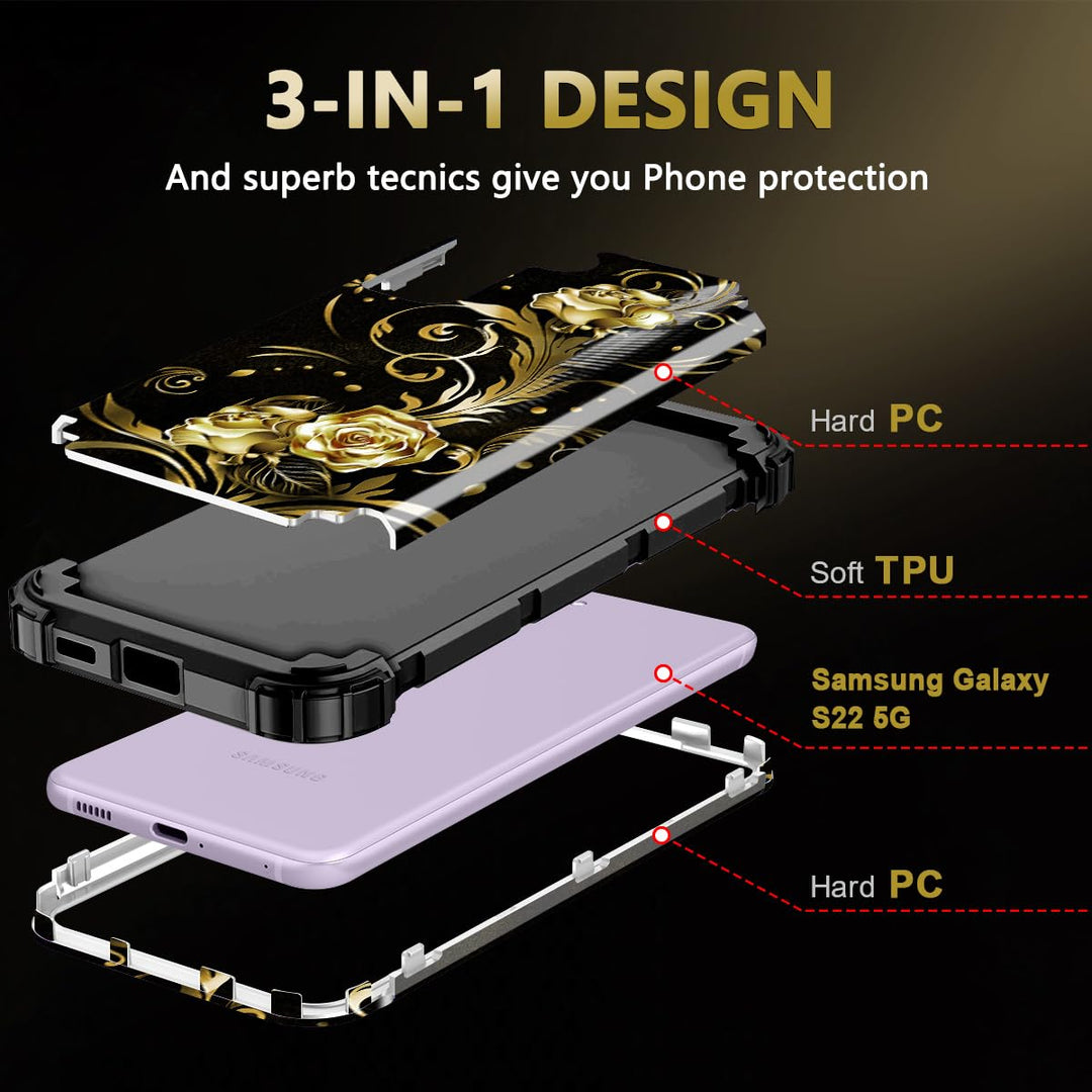Galaxy S22 5G Floral Shockproof Case - DOKUTRONIX