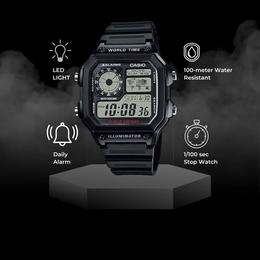 Casio Classic Quartz Men's Watch AE1200WH-1A Black - DOKUTRONIX