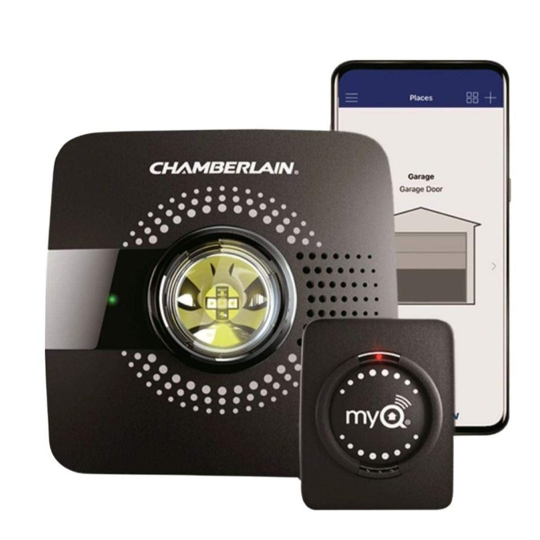 CHAMBERLAIN Smart Garage Control - Wireless Garage Hub and Sensor with Wifi & Bluetooth - Smartphone Controlled, myQ-G0401-ES, White - DOKUTRONIX