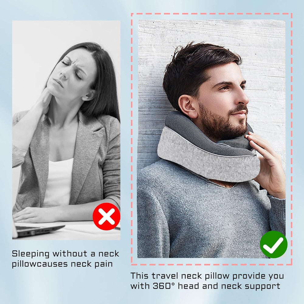 CloudComfort Memory Foam Travel Neck Pillow - DOKUTRONIX