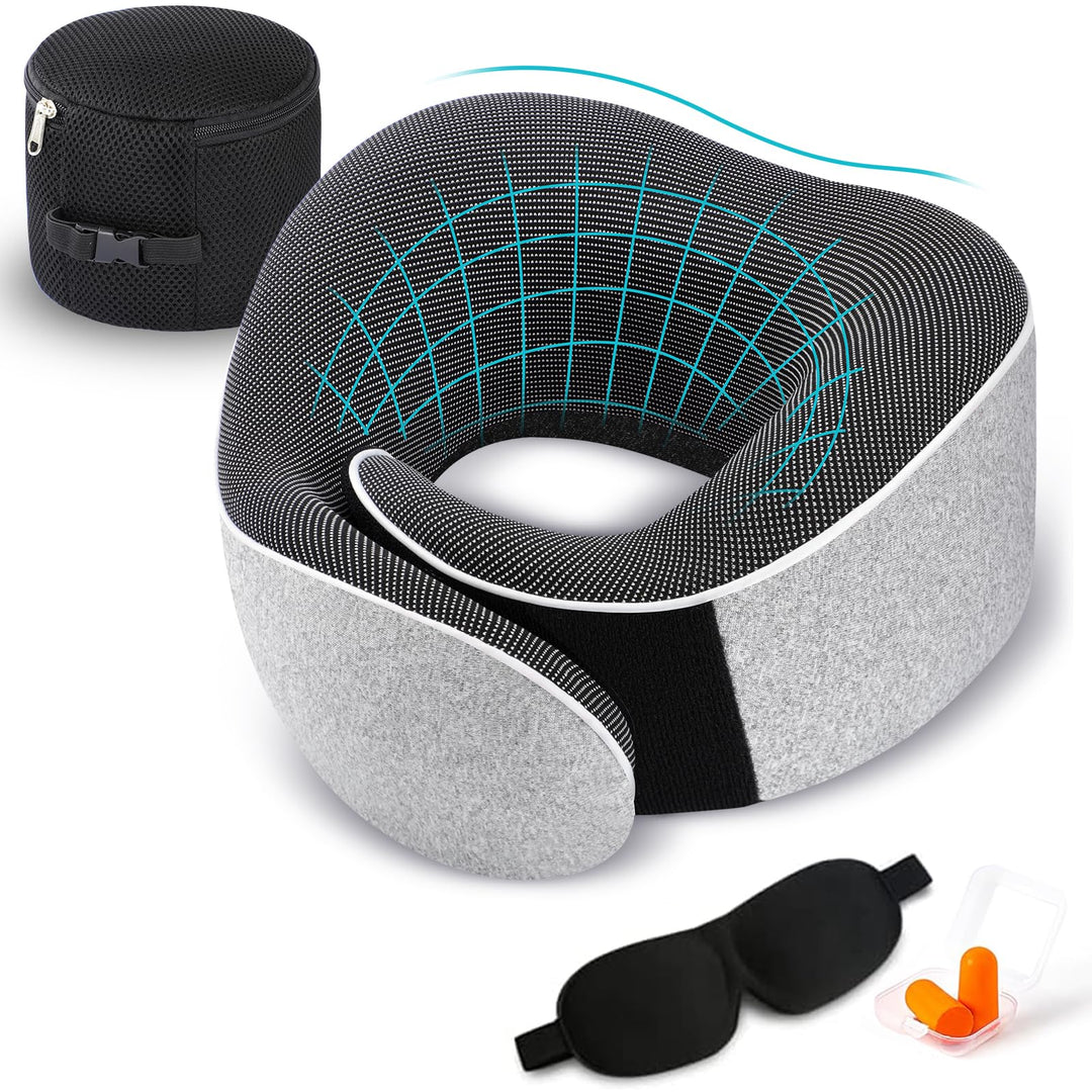CloudComfort Memory Foam Travel Neck Pillow - DOKUTRONIX