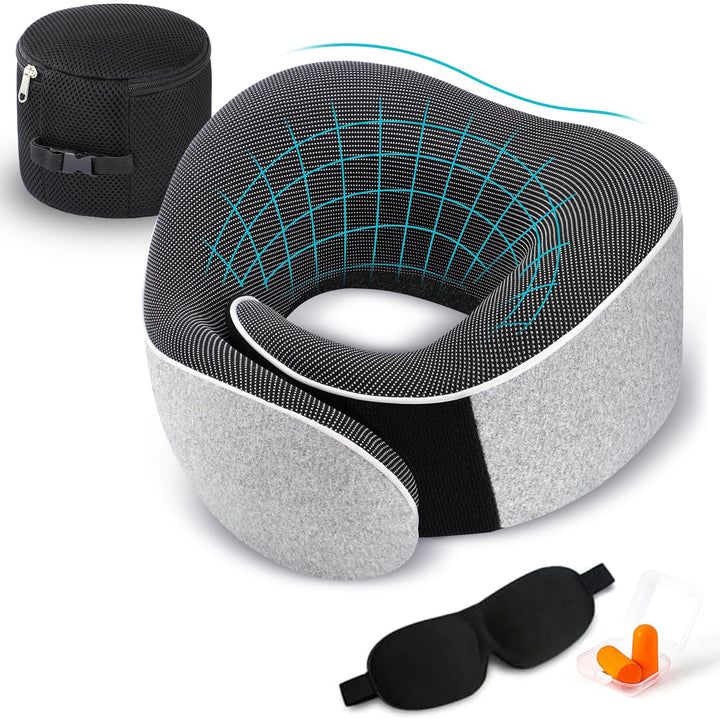 CloudComfort Memory Foam Travel Neck Pillow - DOKUTRONIX