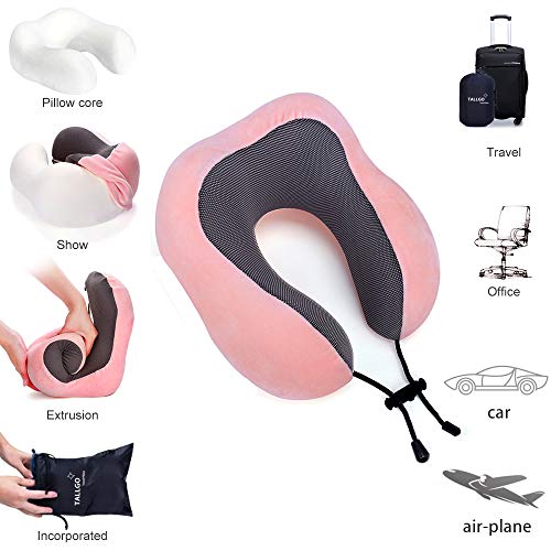 CloudComfort Memory Foam Travel Neck Pillow - Pink - DOKUTRONIX