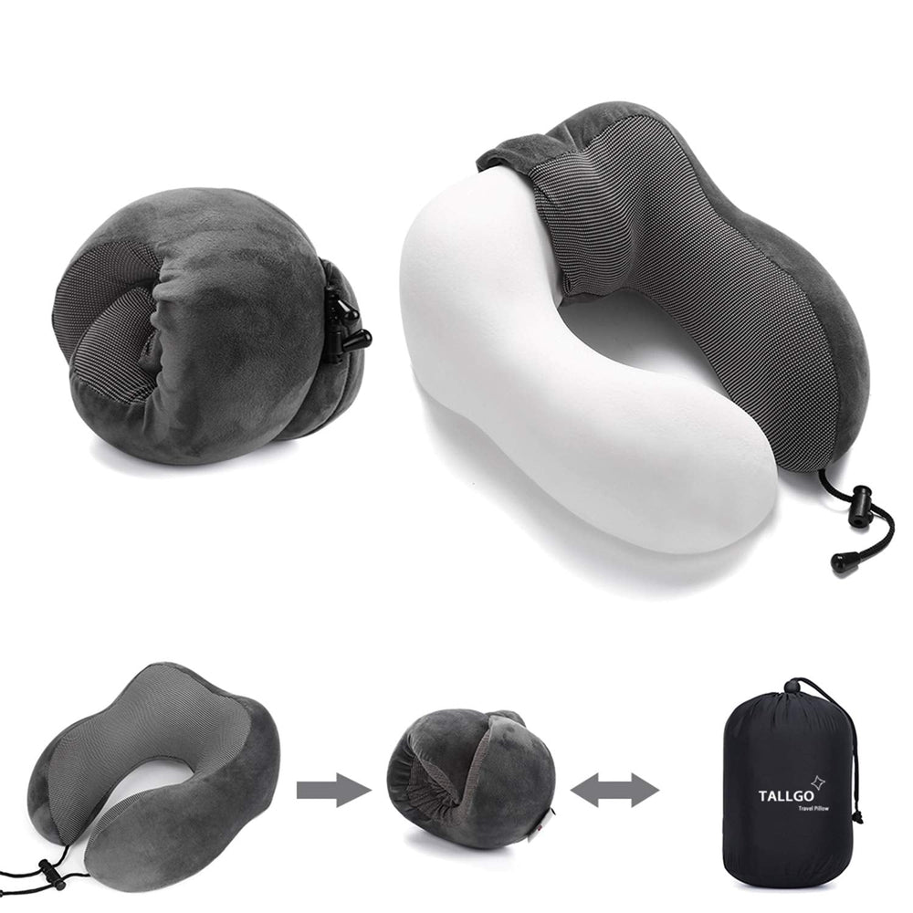 CloudComfort Memory Foam Travel Pillow - Grey - DOKUTRONIX