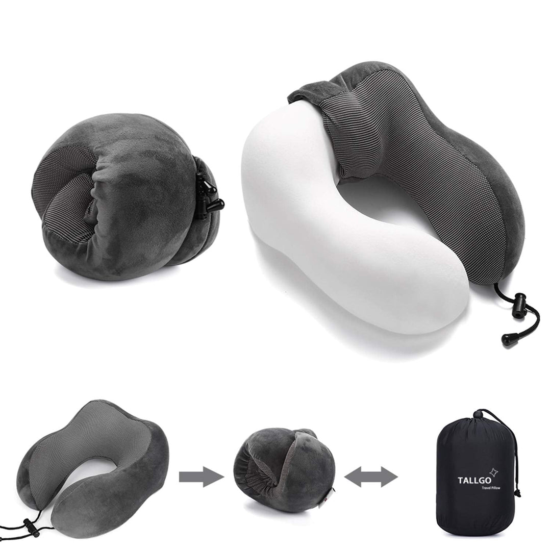 CloudComfort Memory Foam Travel Pillow - Grey - DOKUTRONIX